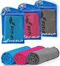 Fit-Flip Serviette rafraîchissante Lot de 3, 100x30cm, Serviette Sport Microfibre rafraîchissante, Airflip Cool Towel, Serviette Microfibre – Couleur: Bleu/Rose/Gris, Dimensions: 100x30cm