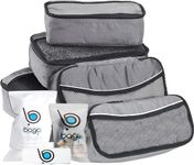 bago 8 Pcs Packing Cubes Travel Organizer - 5 Packing Cube with 3 ZipLock Bags - Travel Packing Cubes to Get Maximum Storage, Save Time & Effort to Pack - Happy Traveling (Gray)