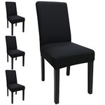 Keyroal Dining Room Chair Covers Set of 4, Stretch Solid Color Parsons Chair Slipcovers Spandex Removable Washable Kitchen Chair Protector Cover for Dining Room, Hotel, Ceremony(Black)