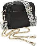 Lily England Cross Body Bag Women, Over Shoulder Bags with Adjustable Wide Strap & Chain, Versatile Crossbody Bags for Women & Ladies Handbags, Black