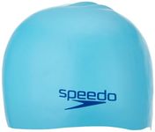 Speedo Junior Plain Moulded Silicone Swimming Cap | Dry Hair | Kids Swim, Blue/Blue, One Size