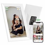 Avyona 10.1 Inch WiFi Digital Picture Frame with Touchscreen | Share Photos & Videos Anywhere Using Frameo | HD Display, Built-in 32GB Memory, Smart Orientation | Modern Gift for Home - Frost White