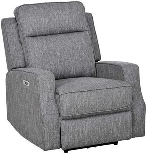 HOMCOM Electric Fabric Recliner Armchair, Reclining Chair with Adjustable Leg Rest, USB Port, for Limited Space Home Living Room, Charcoal Grey