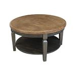 International Concepts Vista Round Coffee Table, 20.3", Hickory/Washed Coal