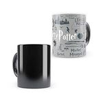 Epic Stuff - Harry Potter Grey Infographic Magic Morphing Heat Sensitive Coffee Mug 350ml (with Coaster) - Officially Licensed by Warner bros, USA