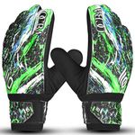 OCBA Soccer Goalkeeper Gloves with Non-Slip Wear-Resistant Latex Material, Strong Grip Football Goalie Training Gloves for Kids & Youth (5, Green & Black)