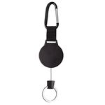 KUUQA Heavy Duty Retractable Key Chain Key Reel with 100cm Steel Wire Rope, Black