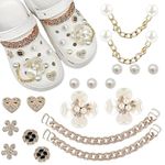 Dkriva White Gold Pearl Diamond Shoe Crocs Charm | Cartoon Decorative Buckle