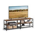 VASAGLE TV Stand for TV up to 70 Inches, TV Bench, Entertainment Center, 3-Tier TV Console, Rustic Brown and Black ULTV095B01