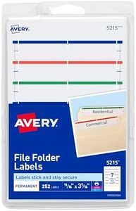 Avery Print or Write File Folder Labels for Laser and Inkjet Printers, 1/3 Cut, Assorted Colors, Pack of 252 (5215)