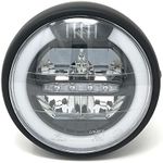 Alchemy Parts Motorcycle LED Headlight 6.5 Inch 165mm with High | Low Beam and Halo Daytime Running Light DRL | Homologated, Universal Fit for Café Racer | Roadster and Streetfighter Models