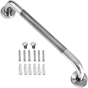 16 Inch Anti Slip Shower Grab Bar Handle, ZUEXT Chrome Finish Stainless Steel Bathroom Grab Bar, Knurled Bathroom Balance Bar,Safety Hand Rail Support,Handicap Elderly Injury Senior Assist Bath Handle