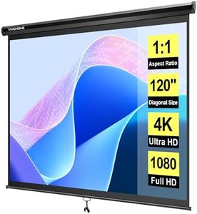 VIVOHOME 120 Inch 1:1 Pull Down Projector Screen, HD 4K Retractable Movie Screen for Indoor Home Theater and Office, Manual Projection Screen with Auto Locking (84Wx84H Inch Display Area)
