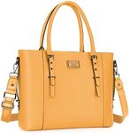 MOSISO PU Leather Laptop Tote Bag for Women (17-17.3 inch), Mustard Yellow