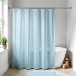 EVIDECO French Home Goods Light Blue Extra Long Waterproof Shower Curtain Liner 71x79 Inches
