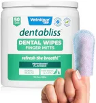 Vetnique Dentabliss - Dog Teeth Cleaning Finger Mitt Dental Wipe - Dog Plaque and Tartar Prevention with Brushing Beads - Convenient Peppermint Dog Teeth Wipes, Dog Breath Freshener