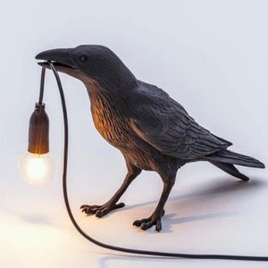 Resin Lucky Bird Crow Wall Lamp Table Lamp Night Light Bedroom Bedside Living Room Wall Lamp Home Decoration for Bedside Table/Office and Living Room Decor/Farmhouse Art Decor/Dorm