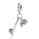 BEEUVIP Baseball fish baseball bat hat dangle Bead Charm 925 Sterling Silver Bead for Charm Bracelets and Necklaces, Birthday Mothers Day Jewellery Gifts Women Girls