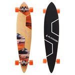 Playshion 42 Inch Pintail Longboard Skateboard Complete | Long Board Cruiser for Beginners| Longboards for Carving, Cruising and Commuting,Sunset