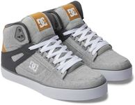 DC Men's Pure High Top WC Skate Shoe, Grey/Grey/White, 11