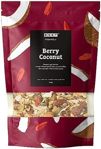 BSKT WHOLEFOODS - Veganola Berry Coconut Granola - Vegan and Paleo with Natural Oils and Nectar - Gluten Free - Non GMO - No Refined Sugar and Plant Based - Mixed with Goji Berries and Coconut - High Fiber and Heart Healthy For Breakfast Snack or Dessert - 700g