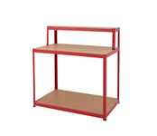 BiGDUG Heavy Duty Workbench for Garage - 300kg per level (600kg capacity) - 120H x 120W x 60D cm - Red - Work Table Workstation for Shed