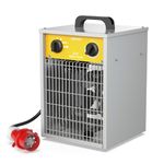 DAHTEC 5000W Enhanced Electric Fan Heater - Steel Casing - Industrial Portable Heaters - Thermostat & Overheat Protection - Ideal for Construction Site, Garage, Greenhouse