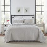 Laura Ashley Felicity Quilt Set, White, Full/Queen