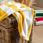 Christy Cabana Striped Beach Towel | Large | 100cm x 180cm | Luxury Super Soft Velour Front | Quick Dry Towelling Cotton Rear | Mimosa