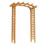 Outsunny 7.5FT Wood Garden Arch Trellis, Outdoor Walkway Round Pergola Style Arbor for Decorative Climbing Plants, Patio, Lawn, Backyard Party, Ceremony Decoration Accessories, Yellow