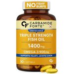 Carbamide Forte Triple Strength Omega 3 Fish Oil Capsules 1400mg | Omega 3 Supplement | Omega3 Fatty Acid Supplement To Support Heart, Joints & Skin - 1400mg | 90 Softgel Capsules