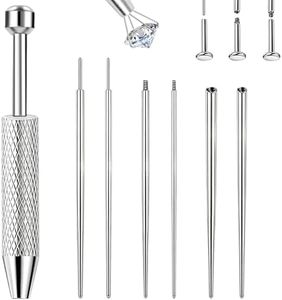 ONESING Piercing Ball Grabber Tool and Piercing Guide Taper Tool for Changing Jewelry - 14G 16G 18G Stainless Steel Flat Back Earring Applicator Tool Changing Kit for Ear/Nose/Navel/Tongue/Eyebrow/Nipple/Lip