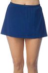 Maxine of Hollywood Women's Solid Separate Bottom Skirted Bikini Bottom , Navy, 18