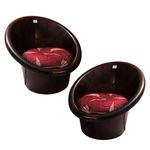 ANJWAR Tub Chairs | Heavy Plastic Chairs | Arm Chair for Garden, Indore and Outdoor | 200Kg Weight Bearing Capacity | Set of 2 Chairs with Cushions. (Rosewood, Standard)