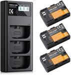 K&F Concept LP-E6/LP-E6NH Battery and 3-Slot Charger, 3-Pack Replacement Battery for Canon EOS R5, R6, EOS R, 5D Mark IV, 5D Mark III, 5DS, 5DS R, 5D Mark II, 6D, 6D Mark II, 7D, 7D Mark II, 2250mAh