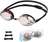 ZCOINS Swimming Goggles, Anti-Fog Swimming Goggles for Adult Men Women, Swim Goggles with Replacable Nose Bridge, No Leak Clear Wide Vision Goggles for Water Pool - Red