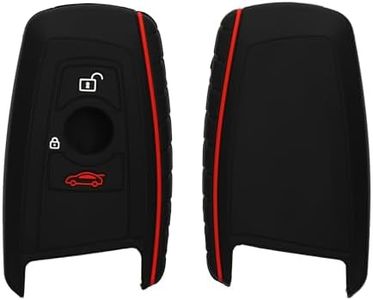 kwmobile Accessoire clé de Voiture Compatible avec BMW (Keyless Go Uniquement) 3-Bouton - Coque en Silicone Souple pour Clef de Voiture Noir Mat-Rouge