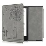 kwmobile Case Compatible with Amazon Kindle Paperwhite 11 Generation 2021 Case - Cover for Kindle Paperwhite Case w/Magnet - Dandelion Love Grey