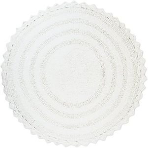 DII 100% Cotton Crochet Round Luxury Spa Soft Bath Rug, for Bathroom Floor, Tub, Shower, Vanity, and Dorm Room, 28" - White