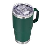 VEGOND 20 oz Tumbler with Handle Lid and Straw, Stainless Steel Insulated Travel Coffee Mug Spill Proof Double Wall Metal Tumbler Cup Keeps Drink Hot and Cold, Dark Green 1 Pack