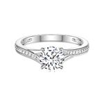 SISGEM Women's Engagement Ring, 1ct Moissanite Solitaire Engagement Ring, S925 Sterling Silver Moissanite Wedding Ring with Platinum Plated, for Her Ladies Engagement Wedding (Size K)