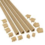 D-Line 4-meter Quarter Round Cable Trunking Kit, Corner Cable Cover, Self-Adhesive Floor Trim with Cable Channel - 4x 22mm (W) x 22mm (H) x 1-meter Lengths & 12 Accessories - Stainable Wood-Effect