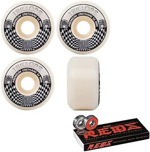 Triclops Skateboard Wheels Vertigo 56mm 99A White with Bones Reds Bearings