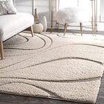AYAZ CARPET Super Soft Carpets for Living Room Anti Skid shag Rug Handmade Collection with 2 Inches Pile Height Size 3x5 Feet Ivory