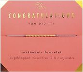 Congratulations Gifts for Women - 14k Gold Beaded Bracelet on Sentimental Message Card is an Adorable way to Wish Congrats on Her Graduation, Homecoming, New Job, Home, Engagement, Wedding, Retirement