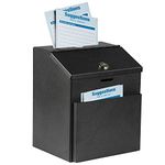 THE BESTSELLERS Wall Mountable Steel Suggestion Box with Lock - Donation Box - Collection Box - Ballot Box - Key Drop Box (Black) with 25 Free Suggestion Cards