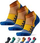 Thirty48 Performance Compression Low Cut Running Socks for Men and Women | More Compression Where Needed ([3 Pair] Mustard/Navy, Large - Women 9-10.5 // Men 10-11.5)