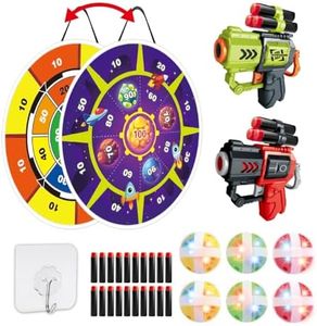 Light Up Dart Board for Kids | Large 29" Shooting Game with 2 Toy Guns & 20 Soft Foam Bullets | Game Room Dartboard | Indoor & Outdoor Wall Games | Holiday & Birthday Gift for Boys & Girls 5+ Yrs Old