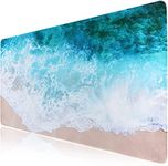 iCasso Extended Gaming Mouse Pad (35.4x15.7 in), Large Non-Slip Rubber Base Mousepad with Stitched Edges, Waterproof Keyboard Mouse Mat Desk Pad for Work, Game, Office, Home (Sand Beach)