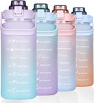 VDNSI Sipper Water Bottle 2 Liter with Motivational Time Marker Water bottle for office Water bottle for gym Non Toxic Gallon Water Bottle for Kids Adults (Purple, Plastic)